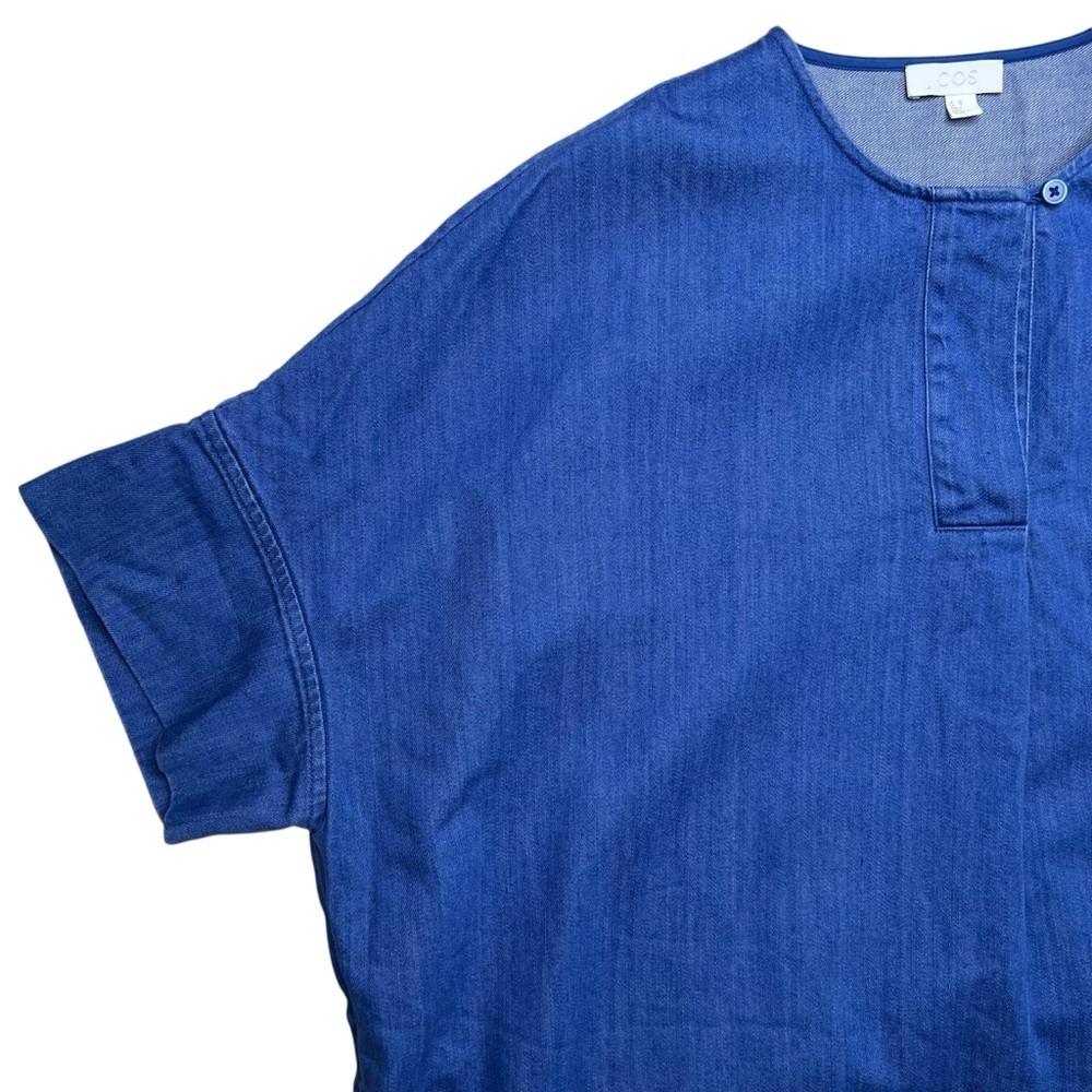 COS Oversized Boxy Denim Blue Cotton Mini Dress with Pockets Size XS - Picture 5 of 12